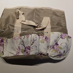 Unk Beige and Purple Floral Baby Bag